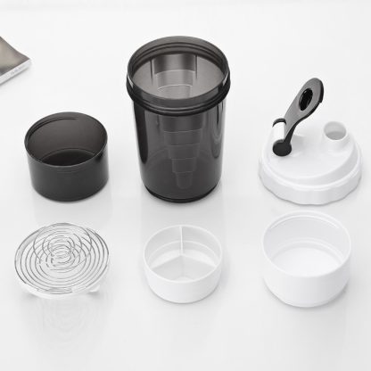 Spider Shaker Bottle 3-Layer 19oz Capacity with Two Supplement Compartments - Image 2