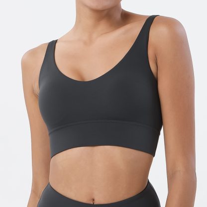 HULA Black Breathable Padded Nylon Bra Tight Sports Bra Fitness Yoga Removable Anti-shake Pads
