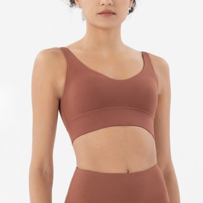 HULA Bronze Breathable Padded Nylon Bra Tight Sports Bra Fitness Yoga Removable Anti-shake Pads