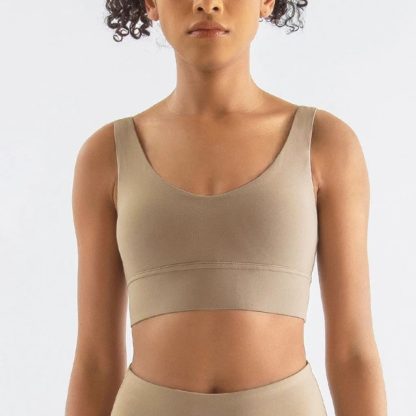 HULA Khaki Breathable Padded Nylon Bra Tight Sports Bra Fitness Yoga Removable Anti-shake Pads