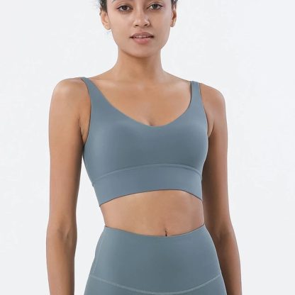 HULA Ocean Blue Breathable Padded Nylon Bra Tight Sports Bra Fitness Yoga Removable Anti-shake Pads
